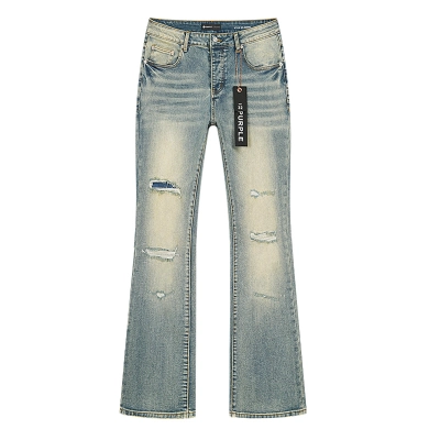 Purple Brand Washed Ripped Bootcut Denim Jeans Light Blue PU146 02