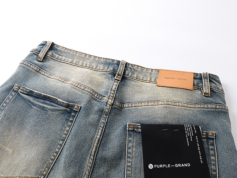 Purple Brand Washed Ripped Bootcut Denim Jeans Light Blue PU146