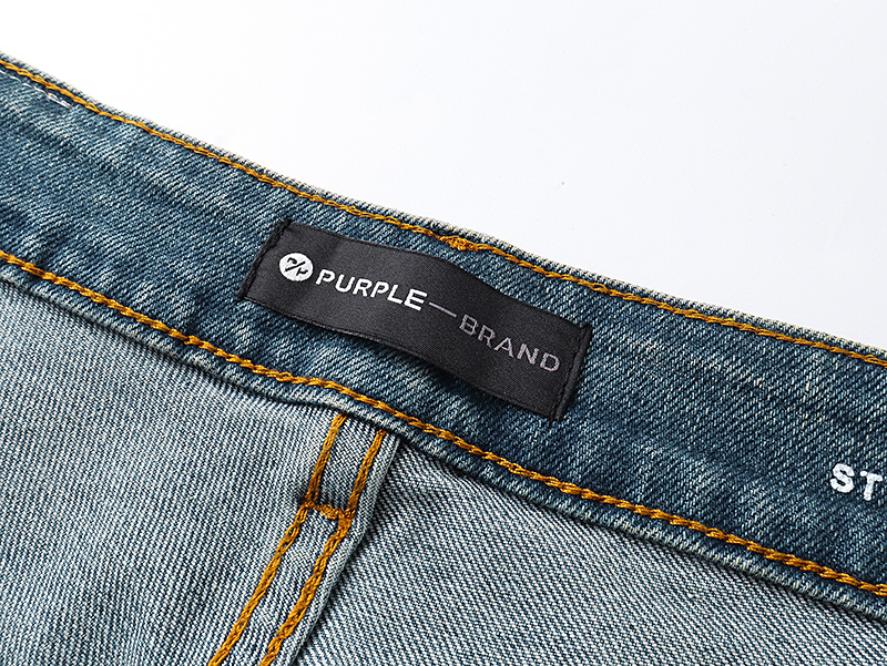 Purple Brand Washed Ripped Bootcut Denim Jeans Light Blue PU146
