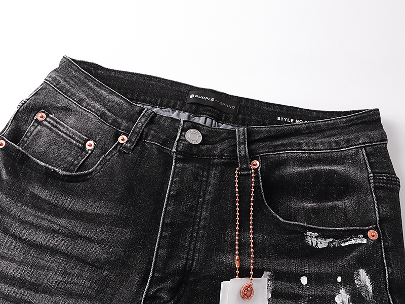 Purple Brand Washed Ripped Slim Fit Denim Jeans Black PU145