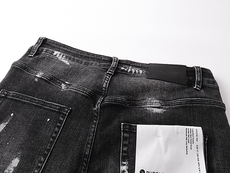 Purple Brand Washed Ripped Slim Fit Denim Jeans Black PU145