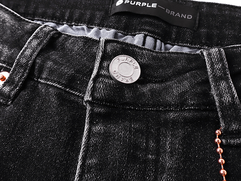 Purple Brand Washed Ripped Slim Fit Denim Jeans Black PU145