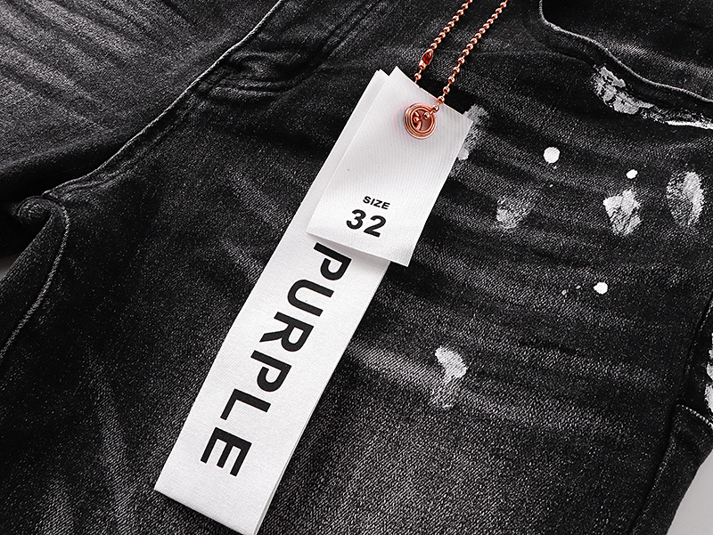 Purple Brand Washed Ripped Slim Fit Denim Jeans Black PU145