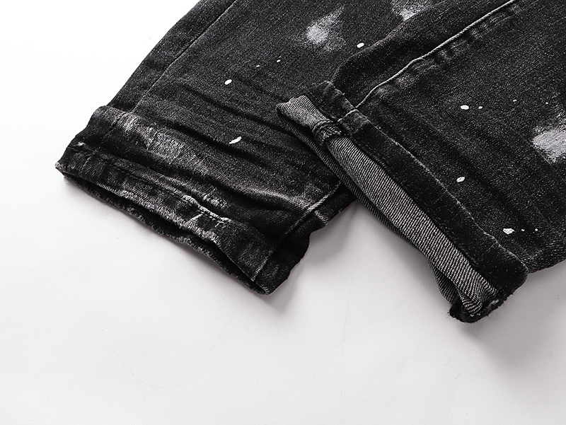 Purple Brand Washed Ripped Slim Fit Denim Jeans Black PU145