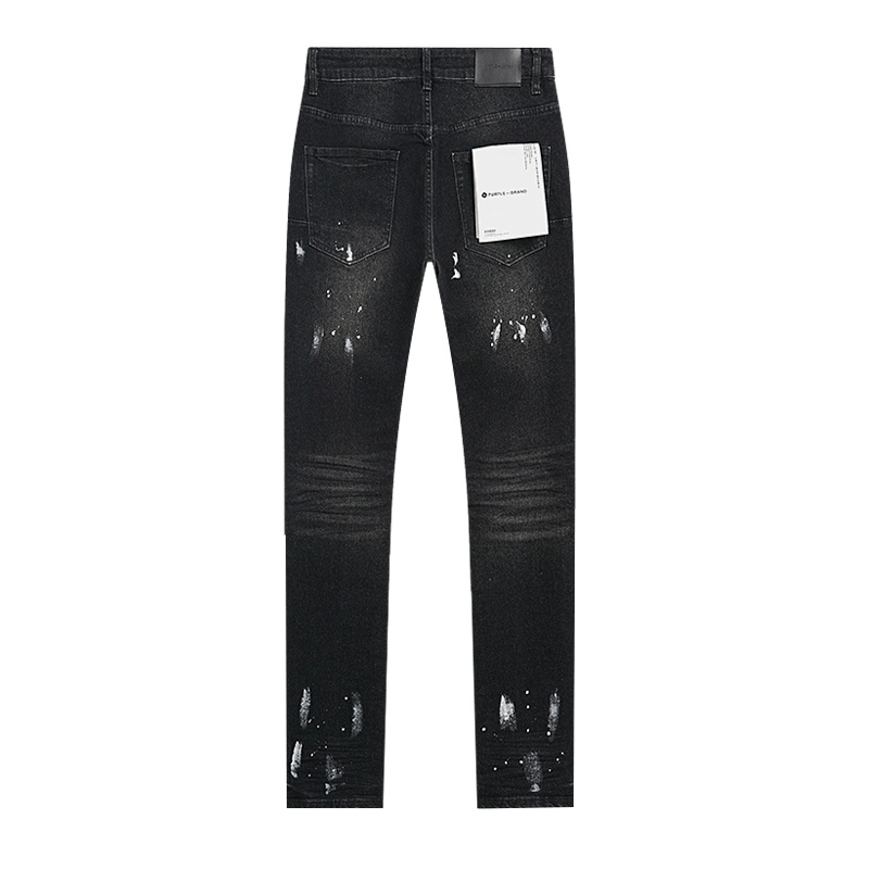 Purple Brand Washed Ripped Slim Fit Denim Jeans Black PU160