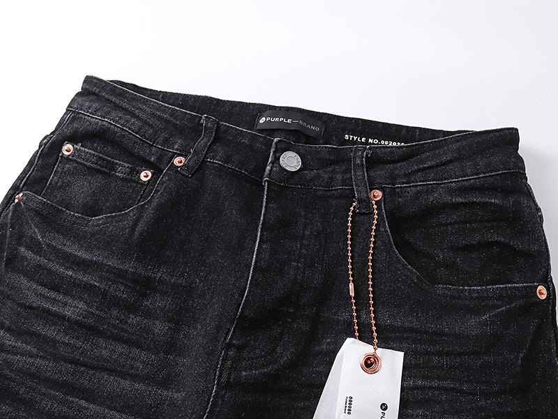Purple Brand Washed Ripped Slim Fit Denim Jeans Black PU160
