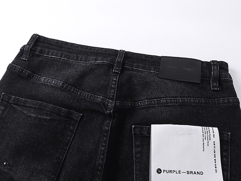 Purple Brand Washed Ripped Slim Fit Denim Jeans Black PU160