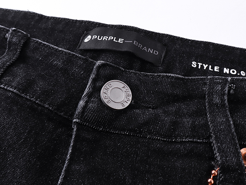Purple Brand Washed Ripped Slim Fit Denim Jeans Black PU160