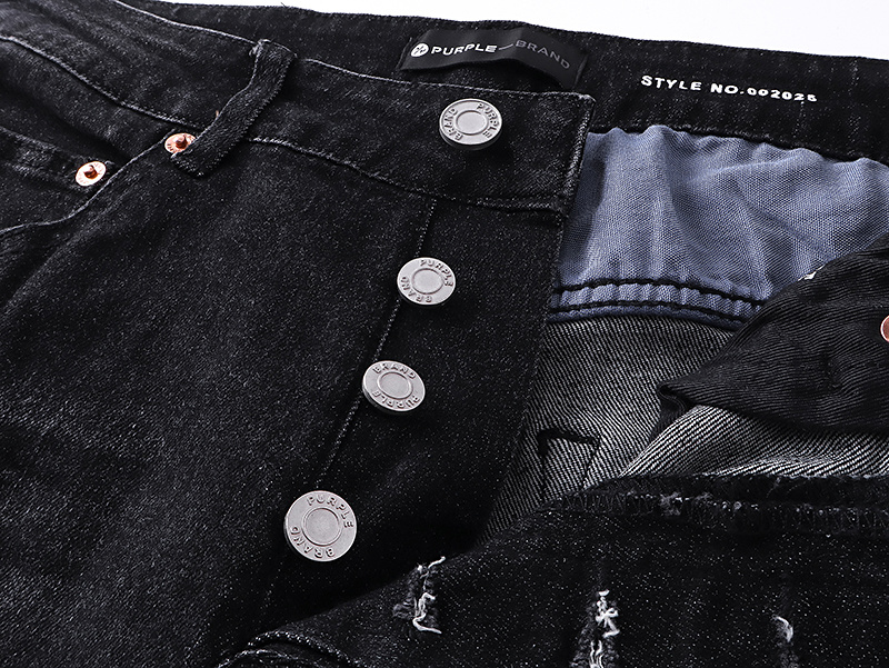 Purple Brand Washed Ripped Slim Fit Denim Jeans Black PU160