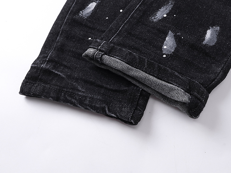 Purple Brand Washed Ripped Slim Fit Denim Jeans Black PU160