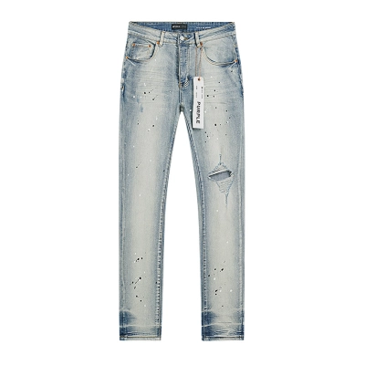 Purple Brand Washed Ripped Slim Fit Denim Jeans Light Blue PU143 02