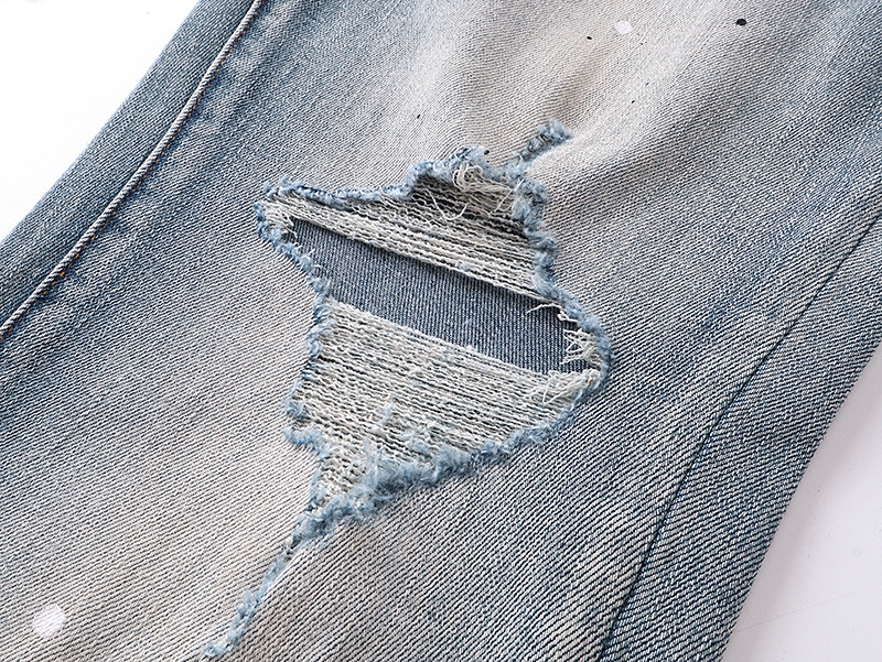 Purple Brand Washed Ripped Slim Fit Denim Jeans Light Blue PU143