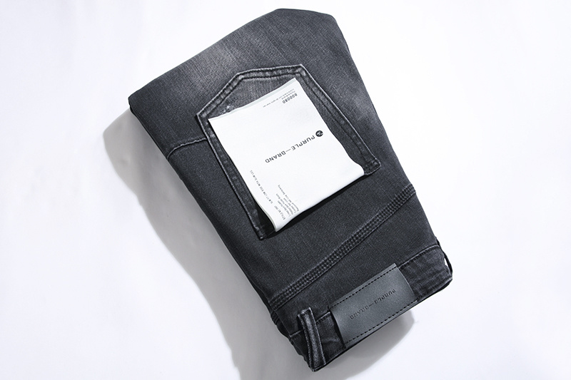 Purple Brand Washed Ripped Stacked Denim Jeans Black PU100