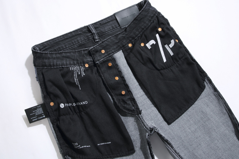 Purple Brand Washed Ripped Stacked Denim Jeans Black PU100