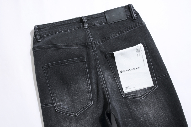 Purple Brand Washed Ripped Stacked Denim Jeans Black PU100