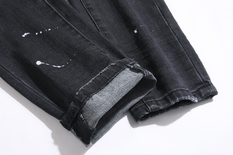 Purple Brand Washed Ripped Stacked Denim Jeans Black PU100