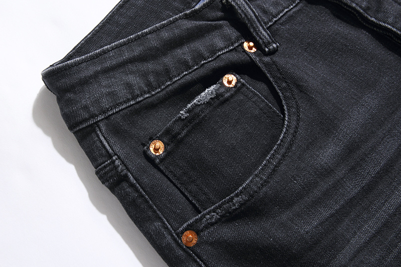 Purple Brand Washed Ripped Stacked Denim Jeans Black PU100