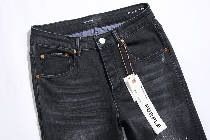 Purple Brand Washed Ripped Stacked Denim Jeans Black PU100