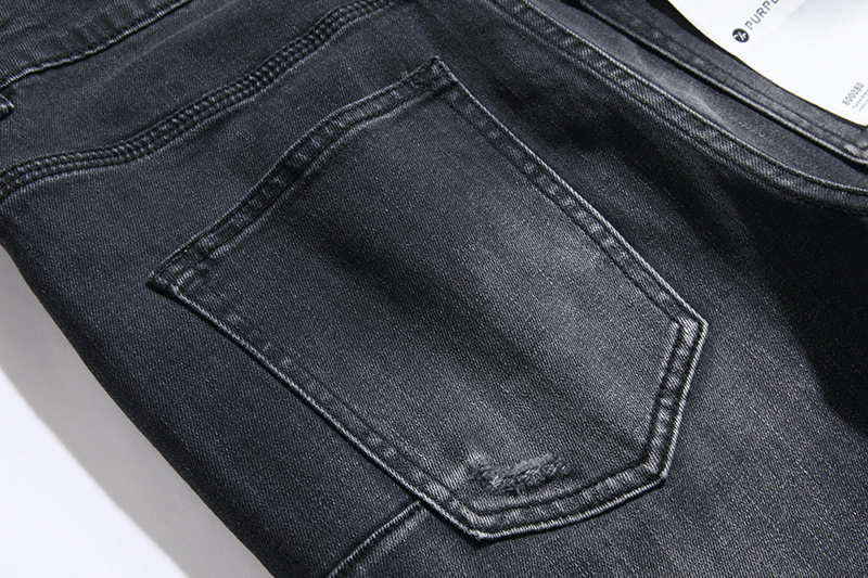 Purple Brand Washed Ripped Stacked Denim Jeans Black PU100