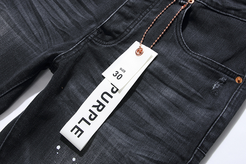 Purple Brand Washed Ripped Stacked Denim Jeans Black PU100