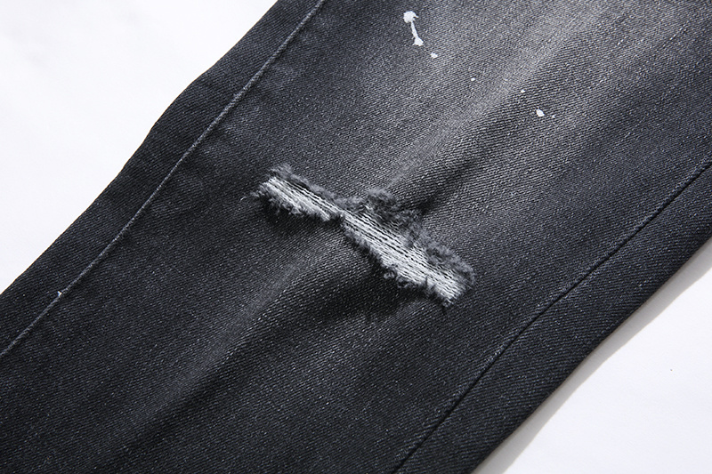 Purple Brand Washed Ripped Stacked Denim Jeans Black PU100