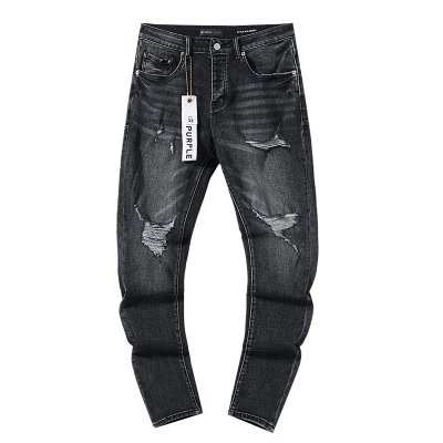 Purple Brand Washed Ripped Stacked Denim Jeans Black PU130 02