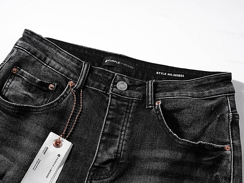 Purple Brand Washed Ripped Stacked Denim Jeans Black PU130
