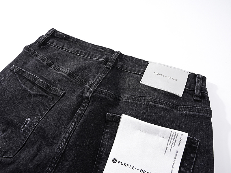 Purple Brand Washed Ripped Stacked Denim Jeans Black PU136