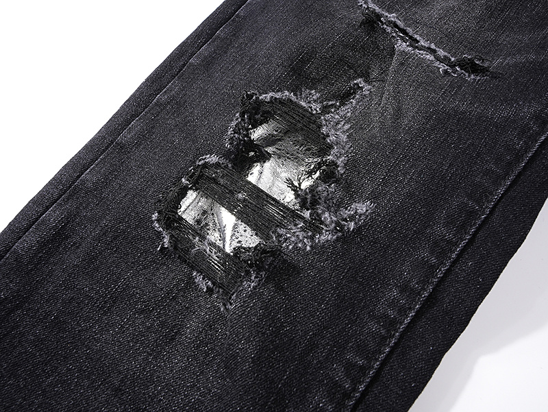 Purple Brand Washed Ripped Stacked Denim Jeans Black PU136