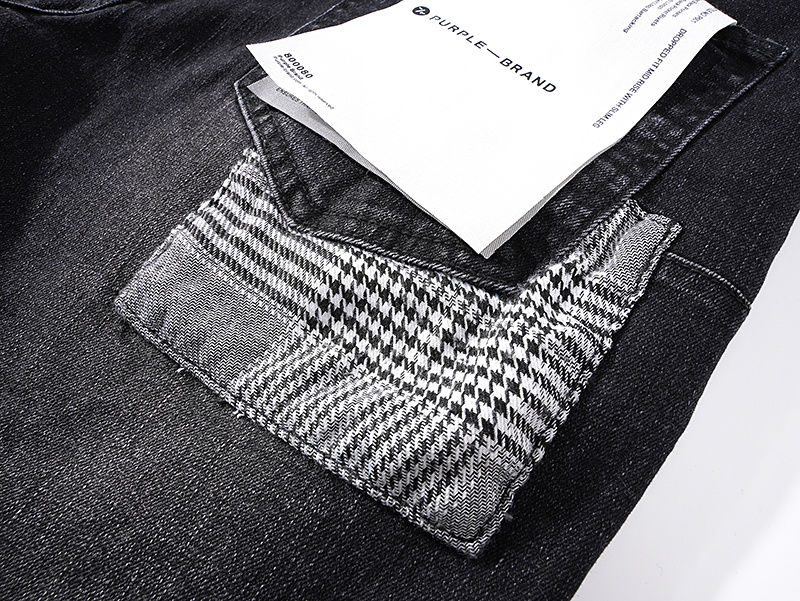 Purple Brand Washed Ripped Stacked Denim Jeans Black PU136
