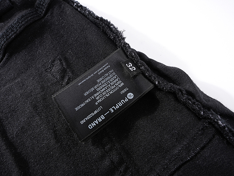 Purple Brand Washed Ripped Stacked Denim Jeans Black PU136