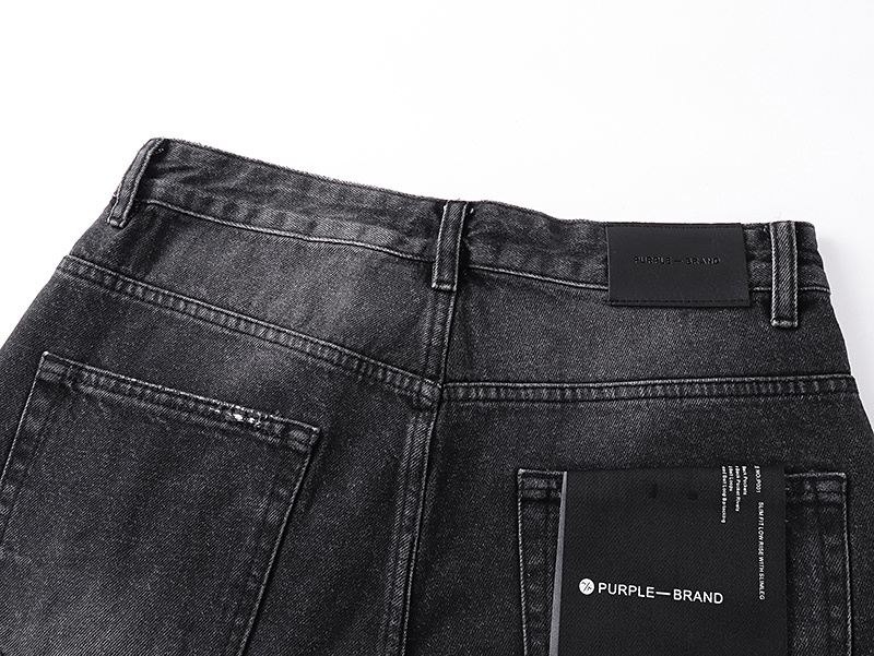 Purple Brand Washed Ripped Wide Leg Denim Jeans Black PU806