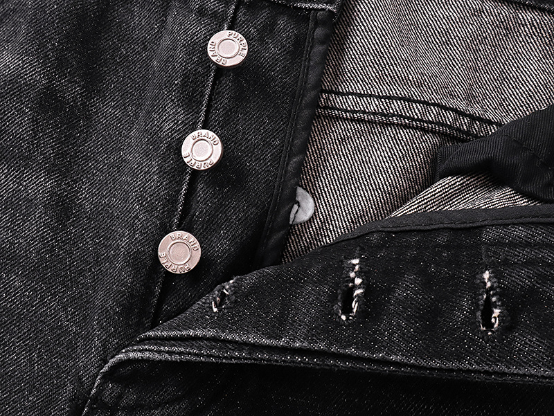 Purple Brand Washed Ripped Wide Leg Denim Jeans Black PU806