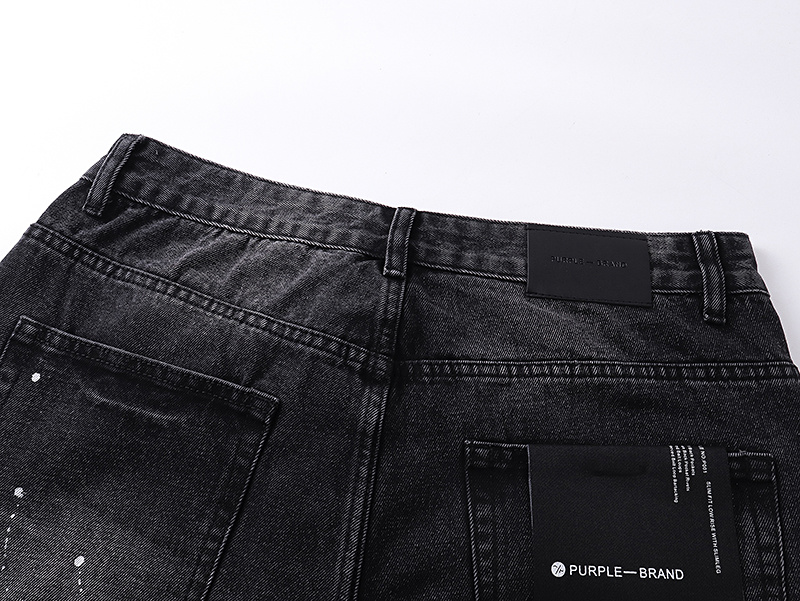 Purple Brand Washed Ripped Wide Leg Denim Jeans Black PU820