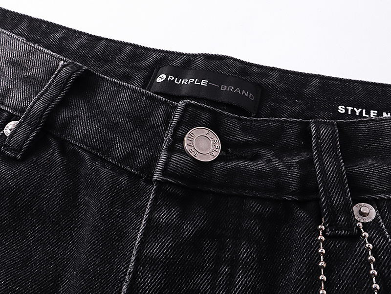 Purple Brand Washed Ripped Wide Leg Denim Jeans Black PU820