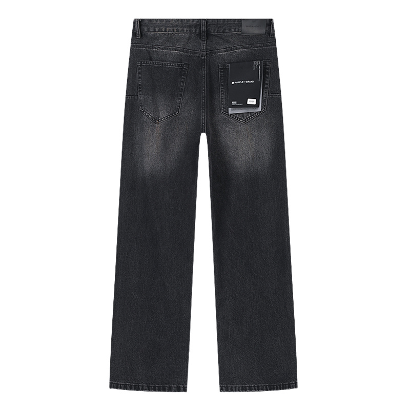 Purple Brand Washed Ripped Wide Leg Denim Jeans Black PU828
