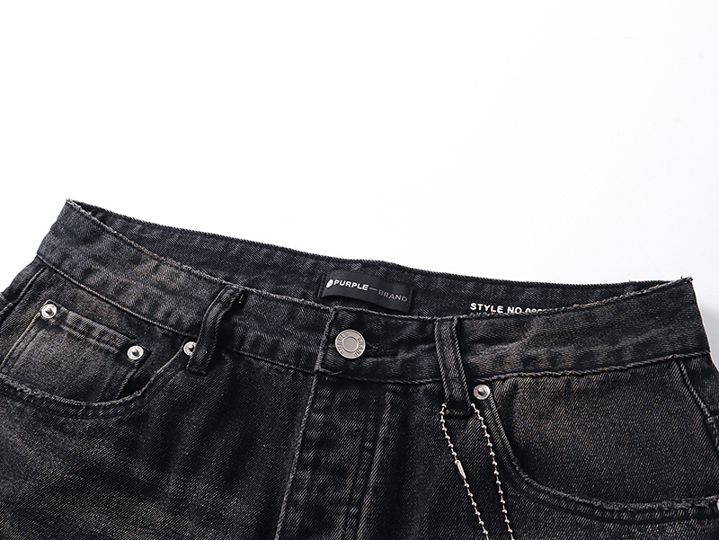Purple Brand Washed Ripped Wide Leg Denim Jeans Black PU828