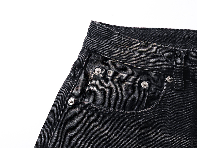 Purple Brand Washed Ripped Wide Leg Denim Jeans Black PU828