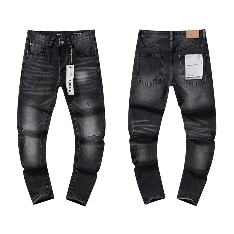 Purple Brand Washed Stacked Biker Denim Jeans Black PU111