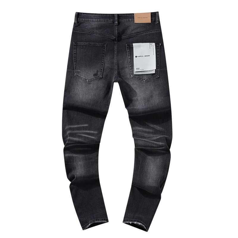 Purple Brand Washed Stacked Biker Denim Jeans Black PU111