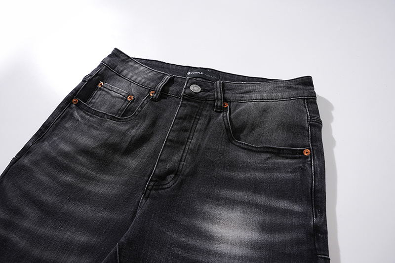 Purple Brand Washed Stacked Biker Denim Jeans Black PU111