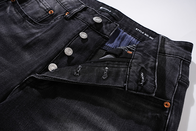 Purple Brand Washed Stacked Biker Denim Jeans Black PU111