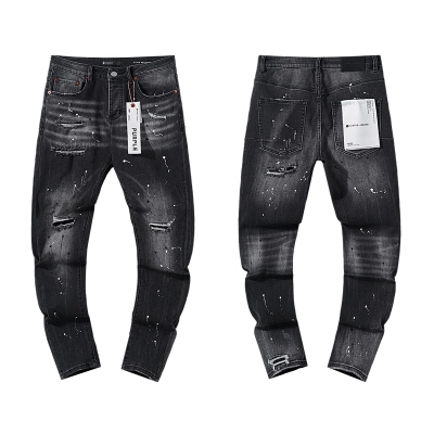 Purple Brand Washed Stacked Biker Denim Jeans Black PU122 01