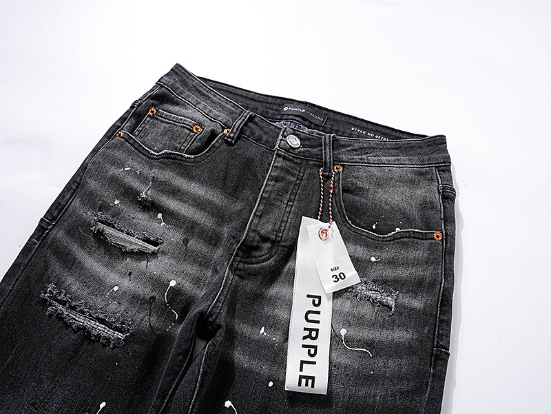 Purple Brand Washed Stacked Biker Denim Jeans Black PU122