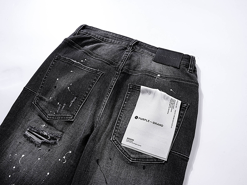 Purple Brand Washed Stacked Biker Denim Jeans Black PU122