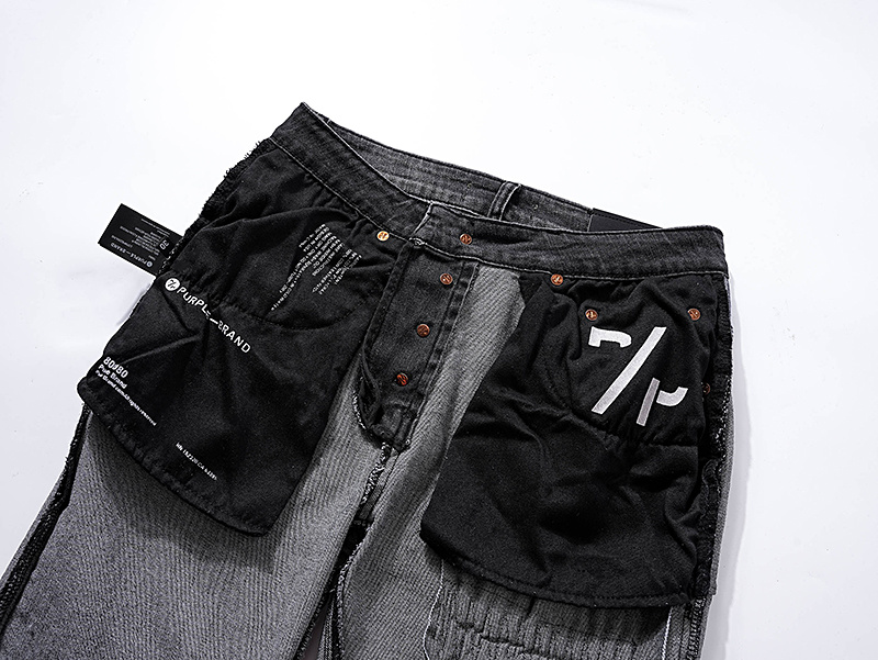Purple Brand Washed Stacked Biker Denim Jeans Black PU122