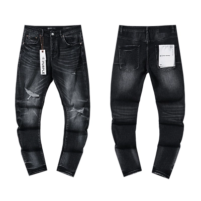 Purple Brand Washed Stacked Biker Denim Jeans Black PU128 01
