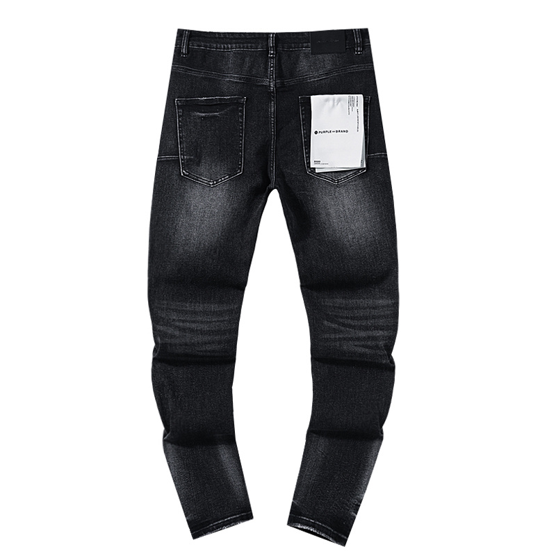 Purple Brand Washed Stacked Biker Denim Jeans Black PU128