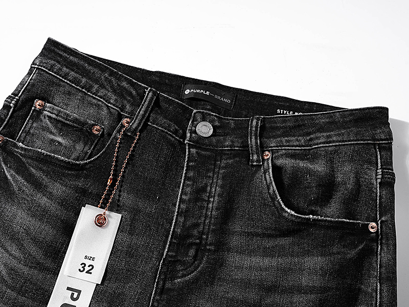 Purple Brand Washed Stacked Biker Denim Jeans Black PU128