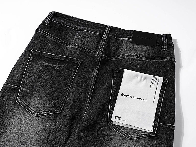 Purple Brand Washed Stacked Biker Denim Jeans Black PU128